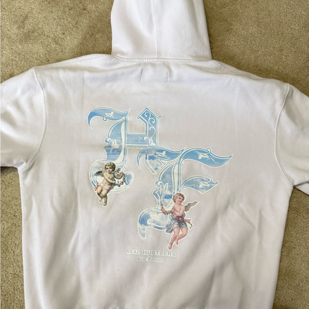 White Hoodie with Angel Print